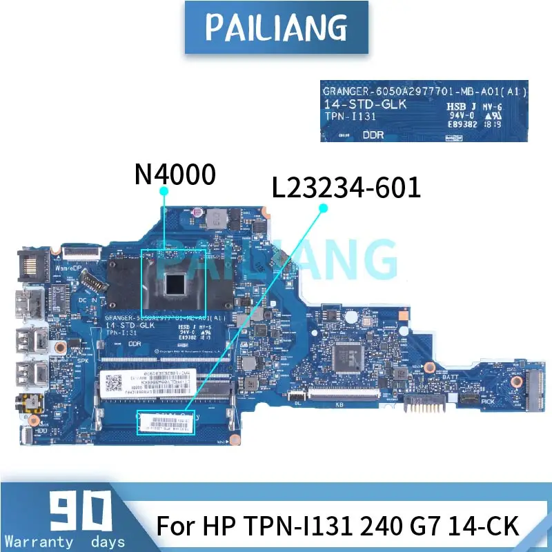 Imagem -02 - para hp Tpn-i131 240 g7 14-ck N4000 Laptop Motherboard L23234601 Granger-6050a2977701-mb-a02 14-std-glk Ddr4 Notebook Mainboard