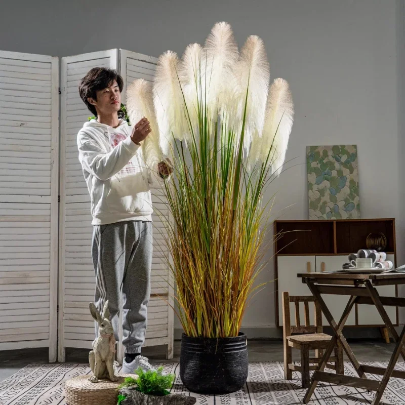 New high-grade reed grass simulated flower plant fake tree indoor living room bionic green plant landscaping potted plant