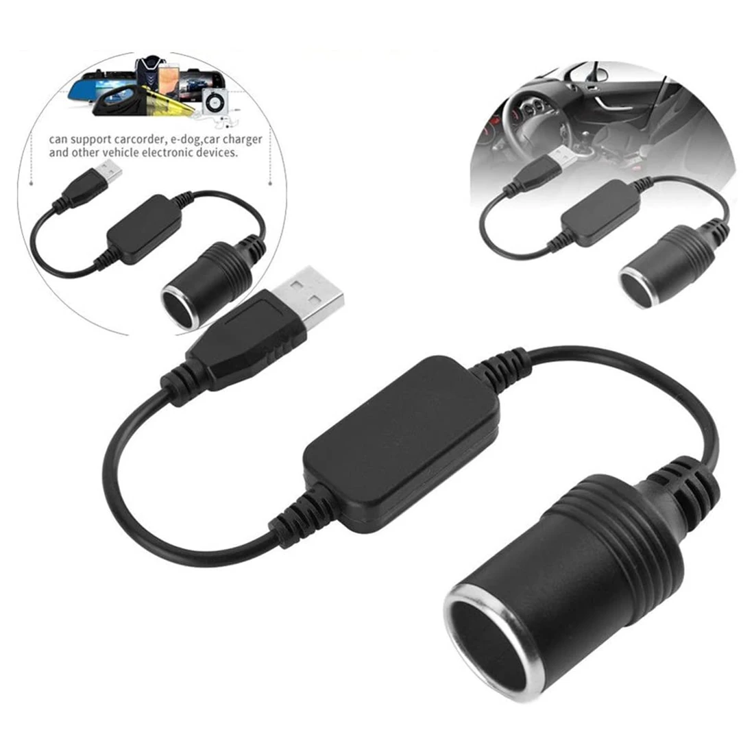 Конвертер USB 5 В в 12 В, источник питания для тахографа, преобразователь USB в зажигалку