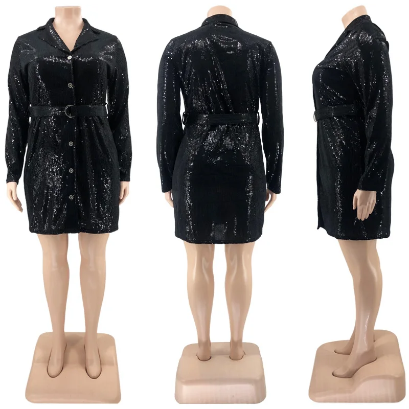 Veste longue imbibée de paillettes pour femmes, manteau à boutons, haut court, robe de soirée, mode élégante, luxe, grande taille, automne, hiver,