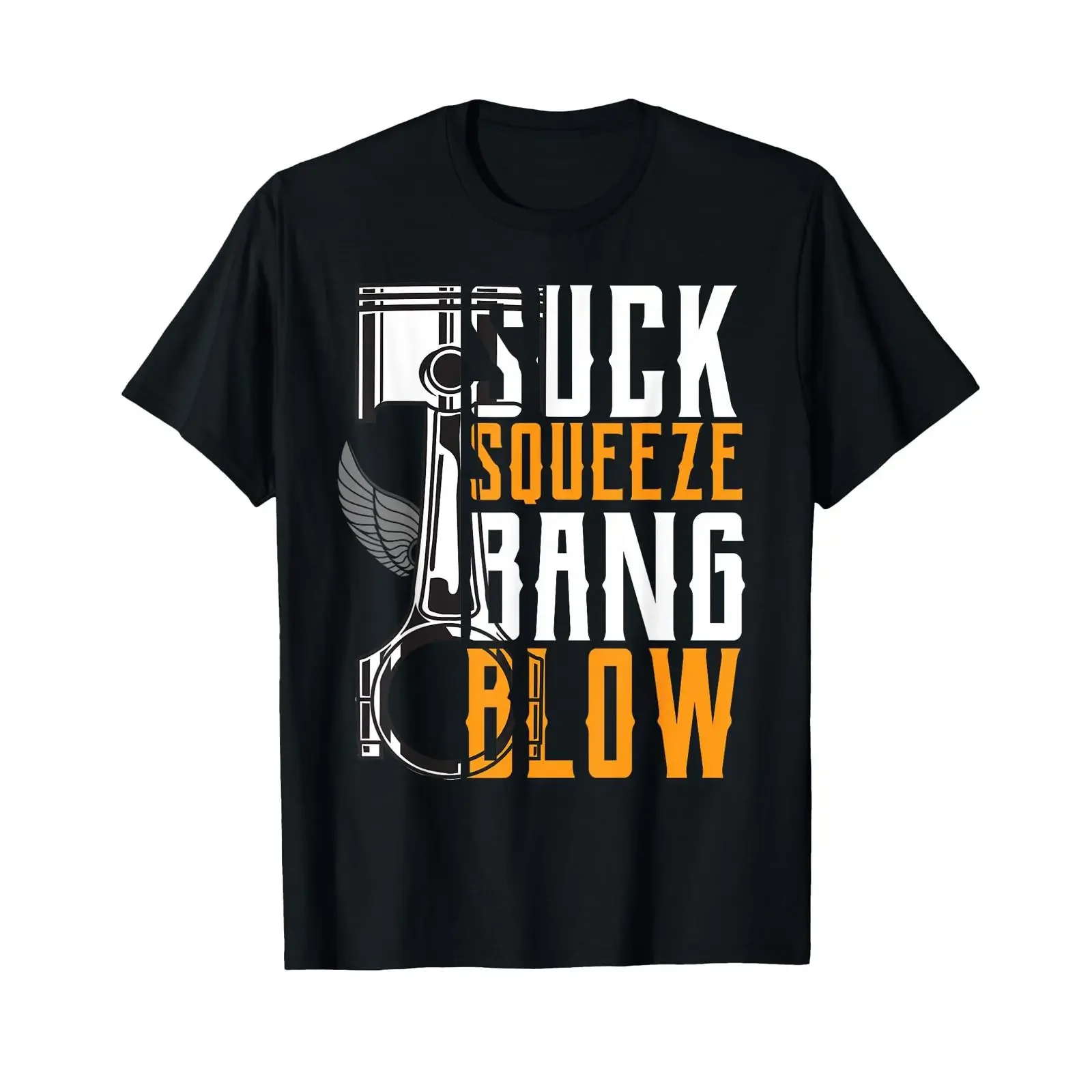 Suck Squeeze Bang Blow Car and Motorcycle Lovers T Shirt vintage Washed Comfortable homme fashion Casual Slightly Soft