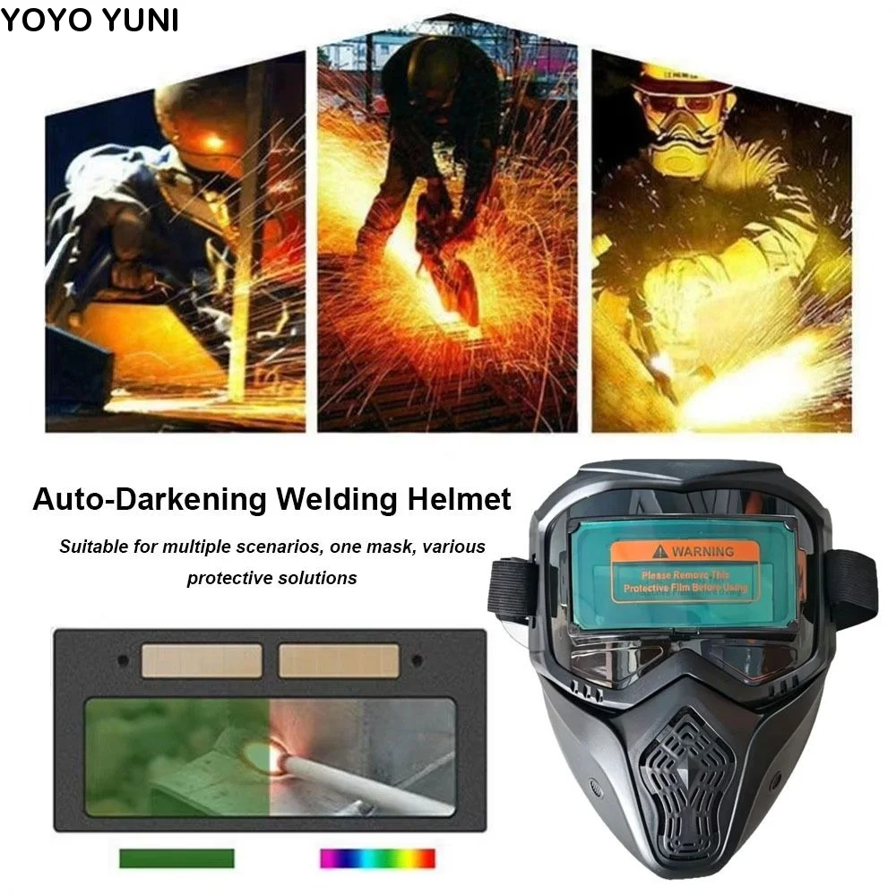 Face Protector Auto Darkening Welding Helmet Detachable Head-mounted Welder Mask Large View Impact Resistant Welding Face Shield