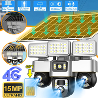 4G Sim Card Camera With Solar Panel Outdoor Floodlight Triple PTZ Camera Surveillance Security Protection CCTV Videocam V380 Pro