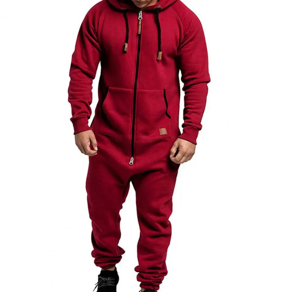 2024 Nieuwe Sport Mannen Warme Fleece Onesie Pluizige Lounge Volwassen Een Stuk Mannelijke Jumpsuits Capuchon Onesies Voor Volwassen Running Zip Pak