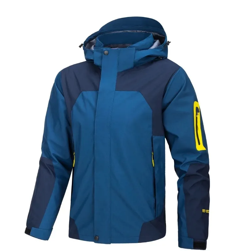 Chaquetas de Montañismo de talla grande para hombre, impermeables, ligeras, para exteriores, a prueba de viento, informales, con capucha, cárdigan con doble cremallera, abrigo 4XL