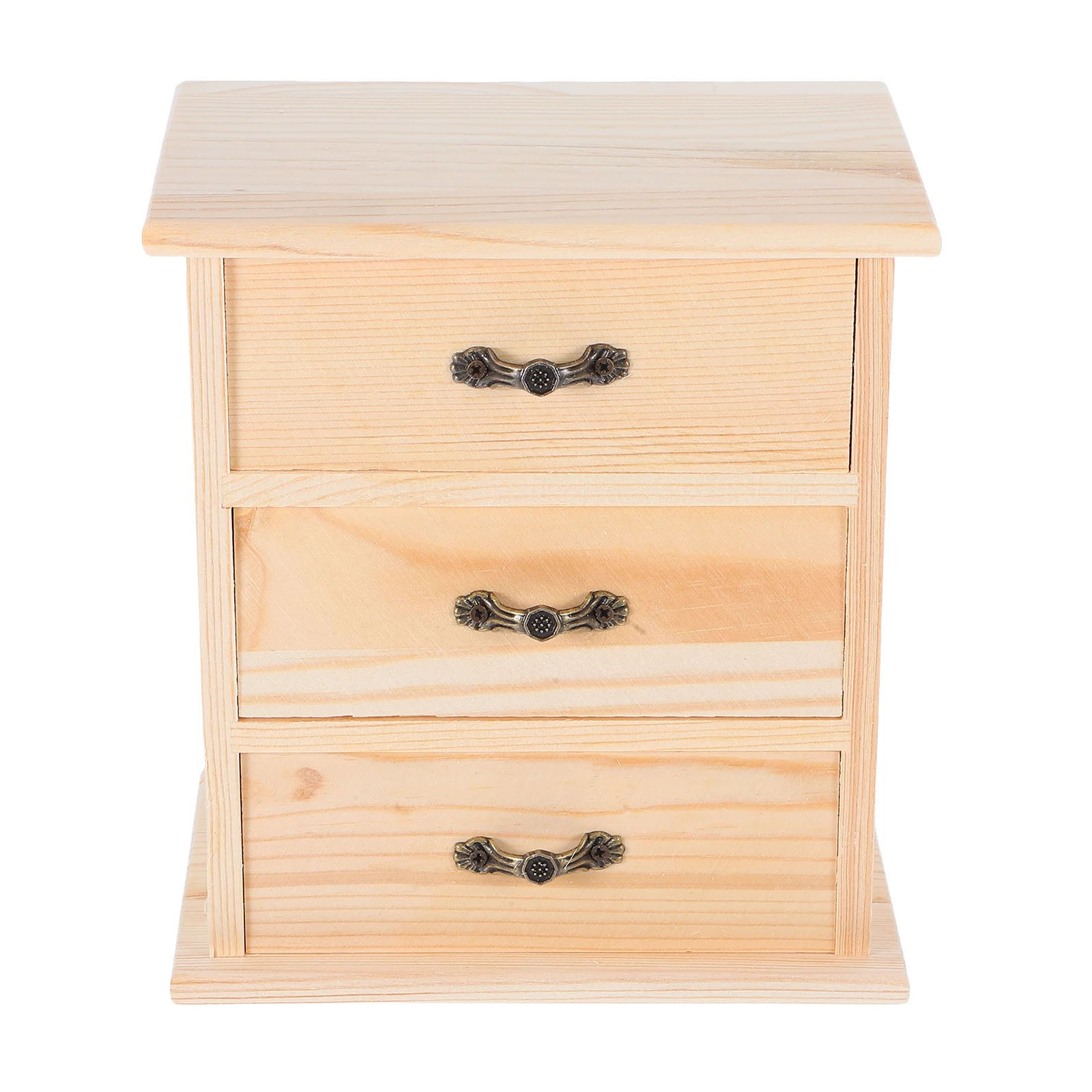 

Three Tier Wooden Miniature Cabinet Drawers Desk Storage Organizer Small Wooden Box for Home Kitchen Miniature Display