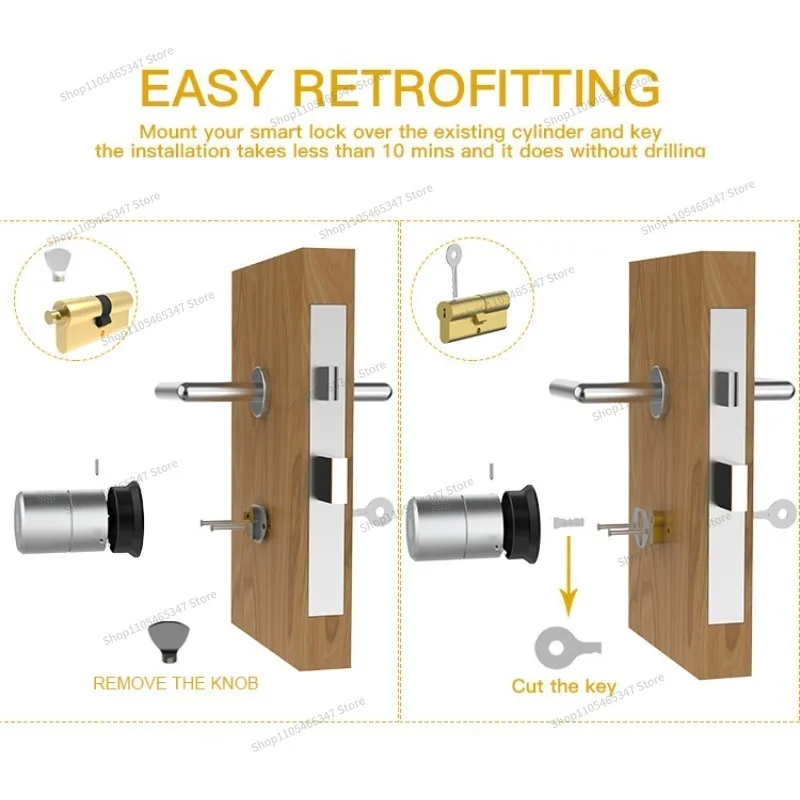 For Smart Door  Mobile APP Remote Bluetooth Fingerprint Password Unlocking Household Wooden Door
