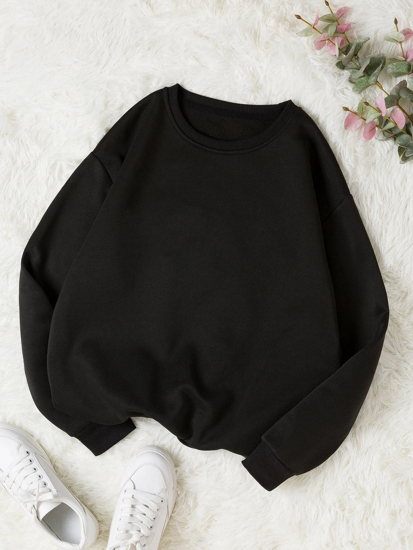 Solid Thermal Lined Sweatshirt