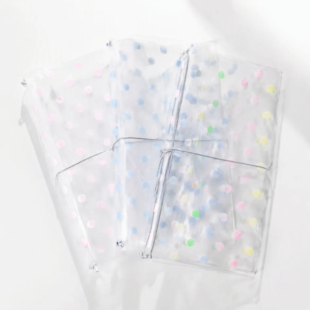Korean PVC TN Notebook Cover Transparent with Elastic Band Transparent PVC Binder Polka Dot Journal Cover Students
