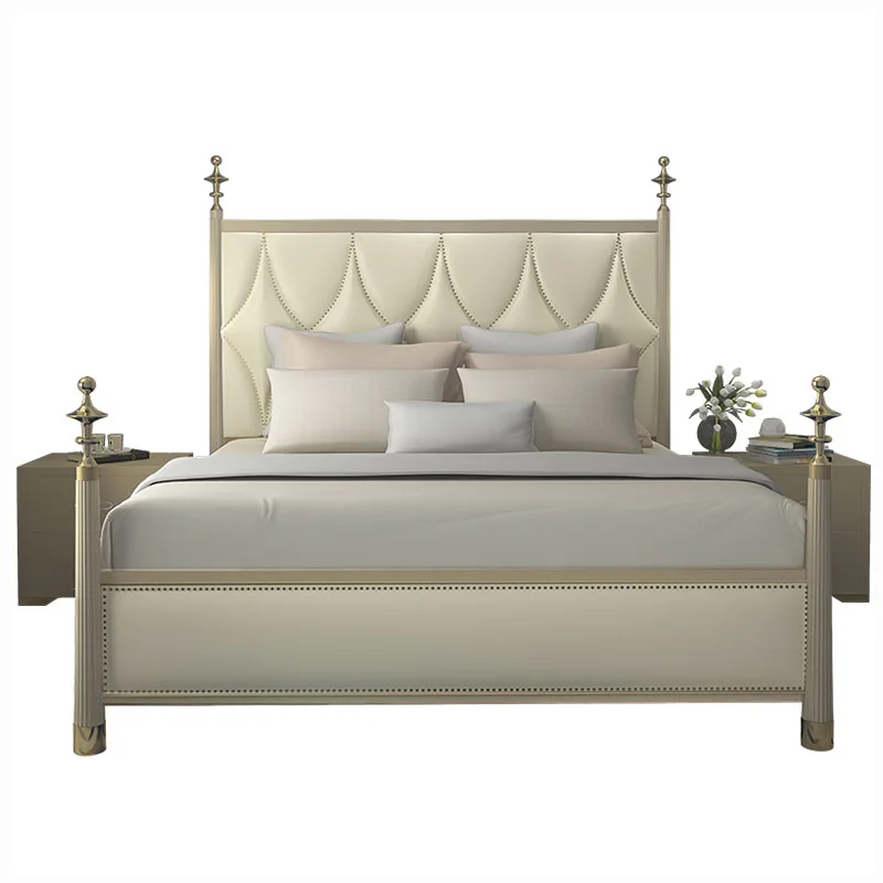 American light luxury simple master bedroom double bed, American solid wood 1.8 meters soft bag double bed