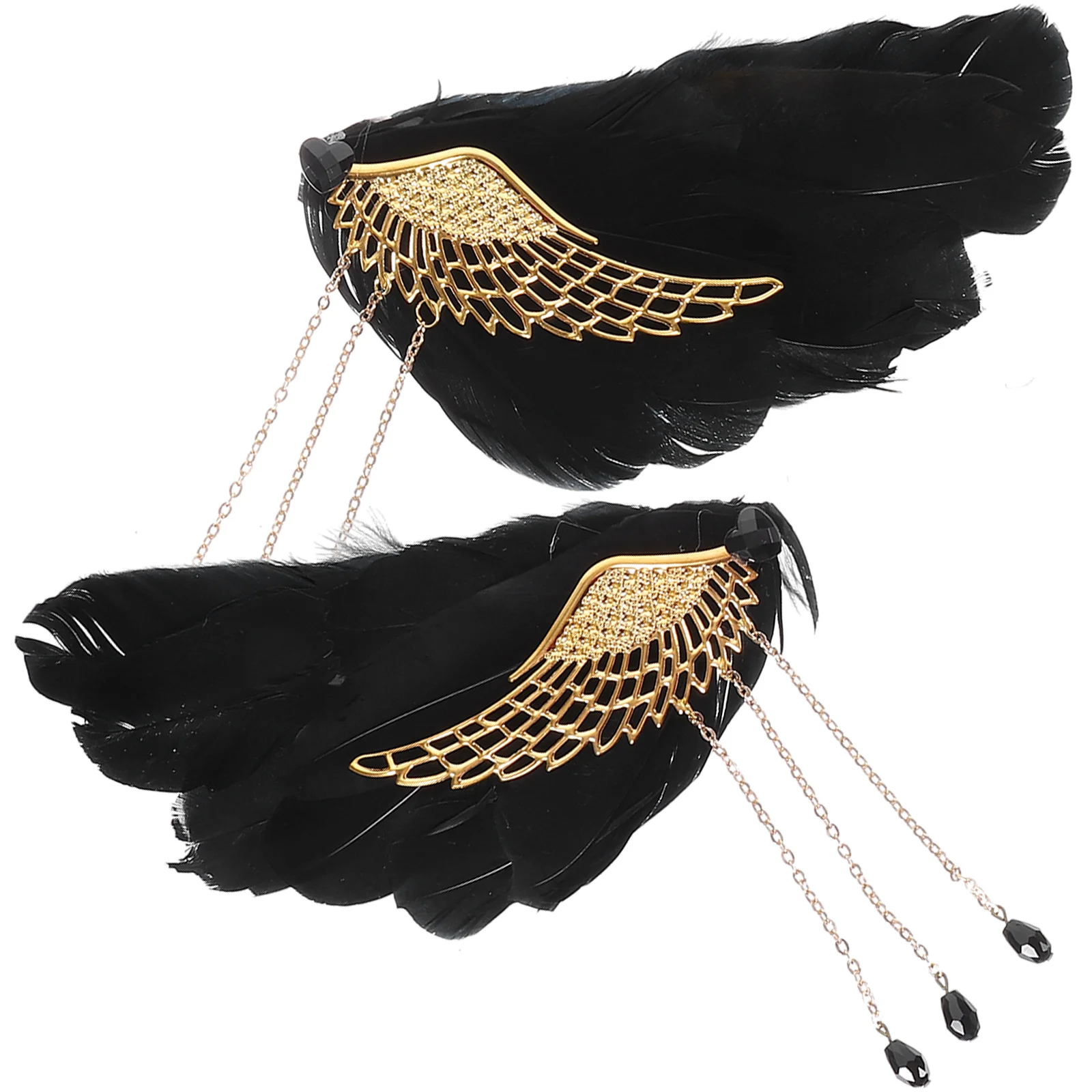 

Angel Hairbands Black Plume Clips for Women Teens Party Stage Performance Reusable Long Tassel Wedding Bride Accessories