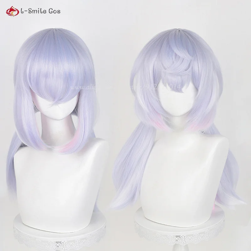  Cosplay Fontaine Sigewinne Cosplay Wig 55cm Light Purple Highlights Pink Anime Wig Heat Resistant Hair Party Wigs