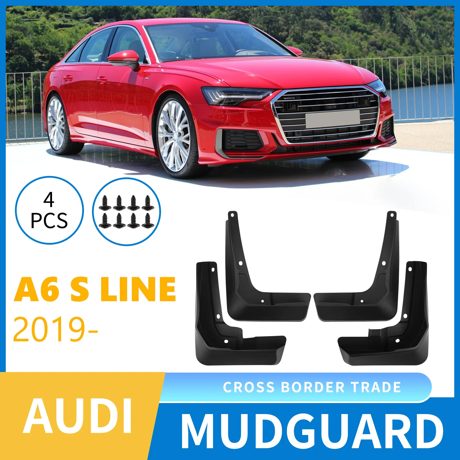 

For Audi A6 S Line 2019-2025 Sport car mudguard leather,Mudflaps Front Rear Flares Splash Guards Cover Car Accessorie