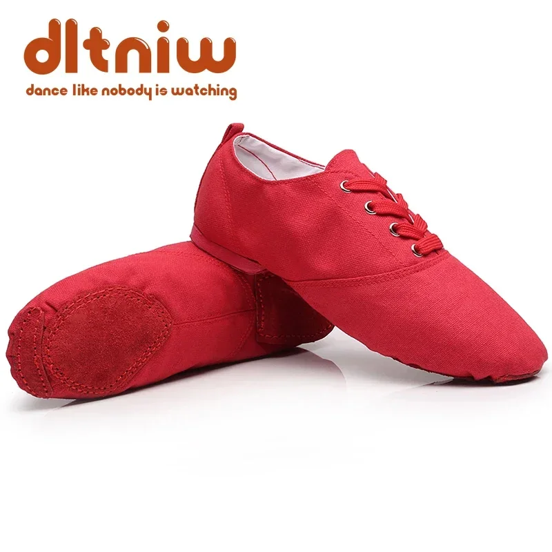 Zapatos Mujer 2024 Men Dance Shoe For Women Ayakkabi Dance Shoe Flats Designer Soft Lace Up Canvas Jazz Dancing Shoes