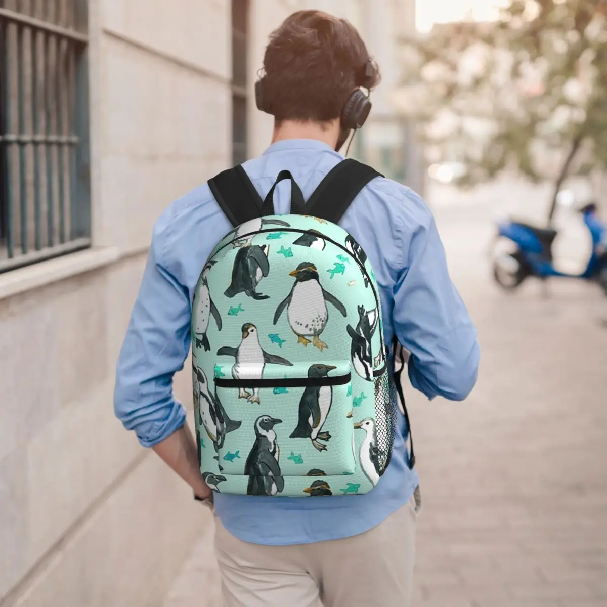 

Lots Of Little Penguins On Mint Backpack Boys Girls BookBag Children School Bag Computer Shoulder Bags for Men Women