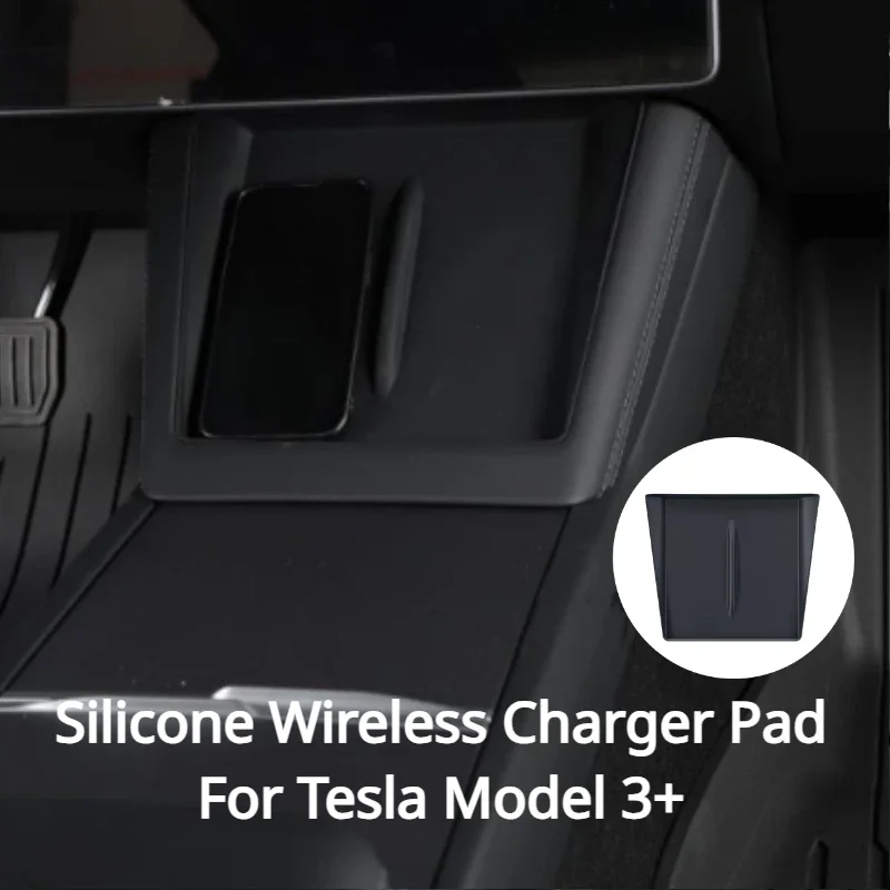 Mobile Phone Wireless Charging Pad for Tesla Model 3+ Silicone Non-Slip Pad Central Control Wireless Charger Pad Car Accessories