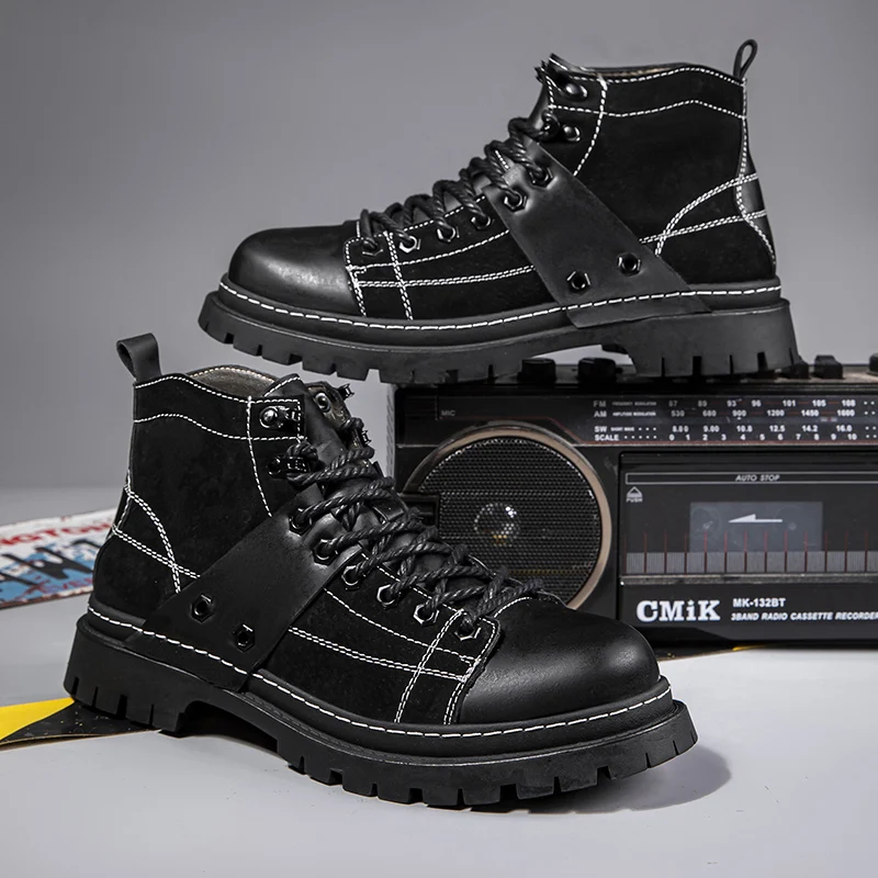 

Motorcycle Boots Four Season New Men's Outdoor Fashion Plus Size High Top Cycling Shoes Comfort Anti-collision Protective Boots