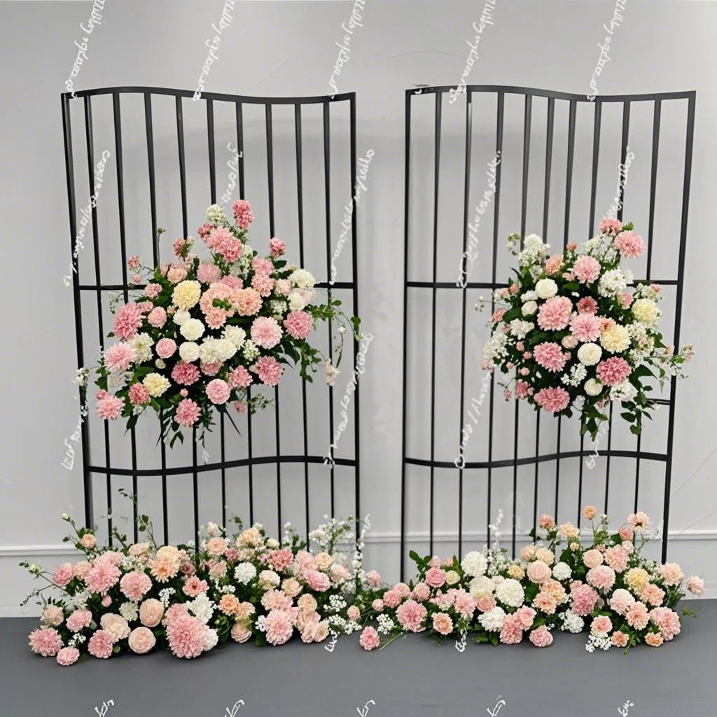 2pcs)Wedding Stage Background Arch Wedding Flower Door Props Wrought Iron Crescent Arch flower backdrop stand