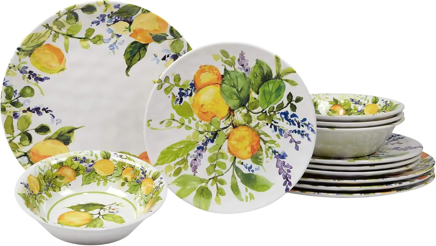 

12-Piece Unbreakable Melamine Dinnerware Set for 4, Outdoor Plates & Bowls for Patio, BBQs, Picnics