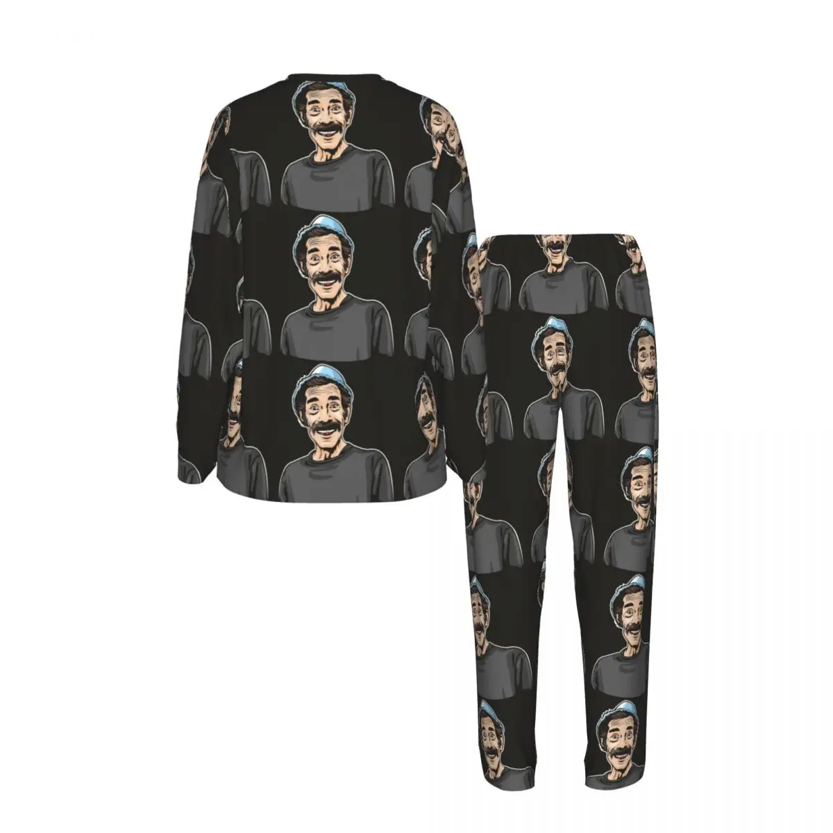 Don Ramon - El Chavo Del Ocho Round Neck Long Sleeves Nightdress for Sleeping Sleepshirts Women Loose Pajama Set Long Pants 3
