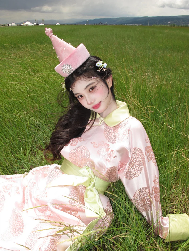 

New Mongolian Robe Ethnic Dance Costume Natural Style Grassland Photography Girl Portrait Minority Culture Fashion