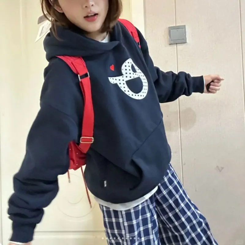 Vintage modische Brief Patch Designs Sweatshirts Herbst Winter Fleece amerikanische Kapuze Damen Kleidung lässig lose Hoodies