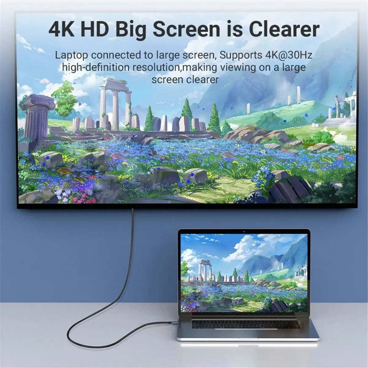 HOUSEHOLD*GOOD 4K 30Hz TYPE C to -Compatible Cable USB C to HDTV Adapter -Compatible for TV Converter Conference Presentation