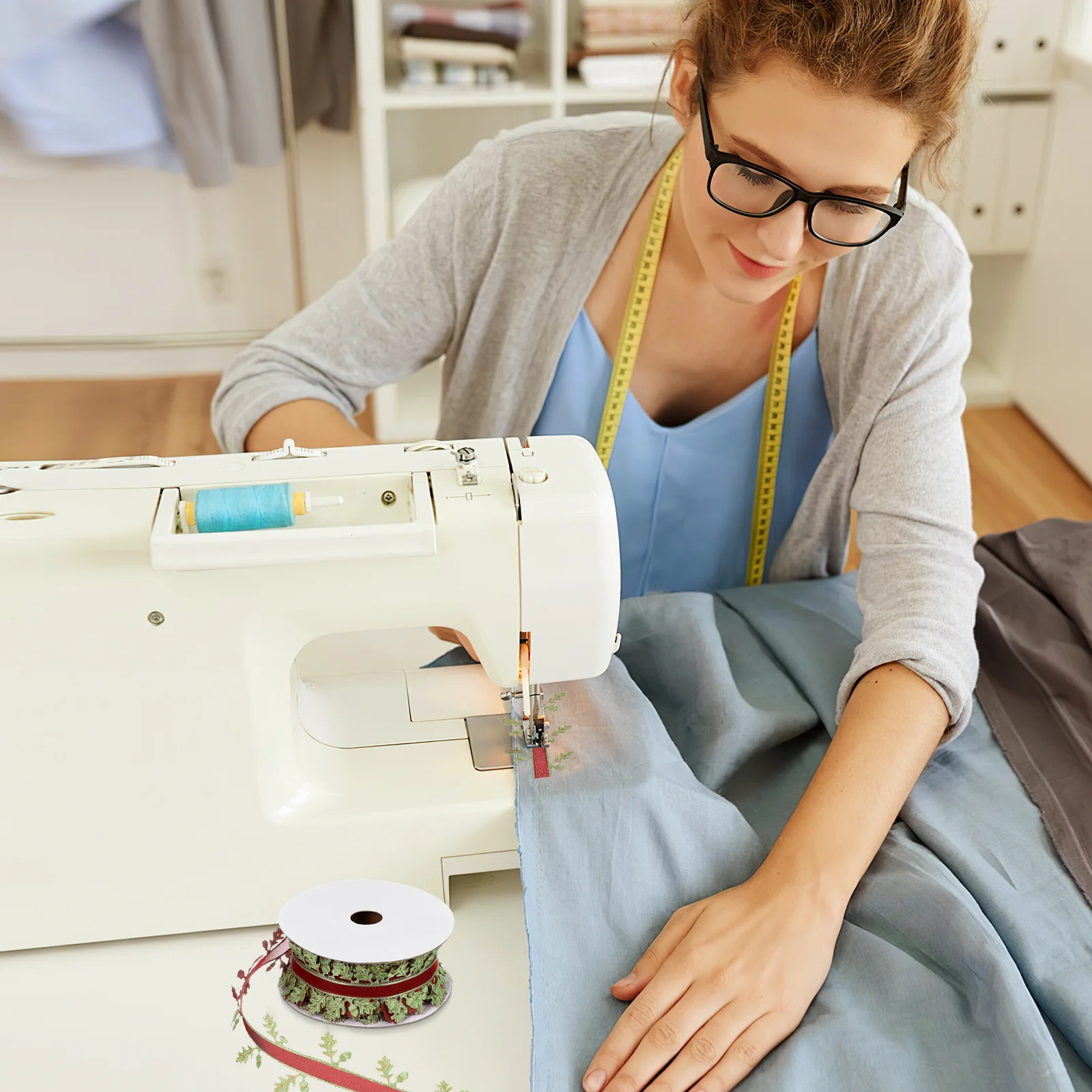 

1 Roll 20M Side Leaf Pattern Mesh Christmas Ribbon Band For Gift Wrapping Packaging Diy Party Decor Reusable Craft Tape