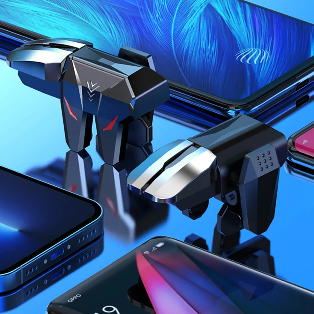 2pcs Mechanical 6 Finger Phone Trigger Gaming Sensitive Aim Shooting Triggers Game Controller Key Button Game Accessories