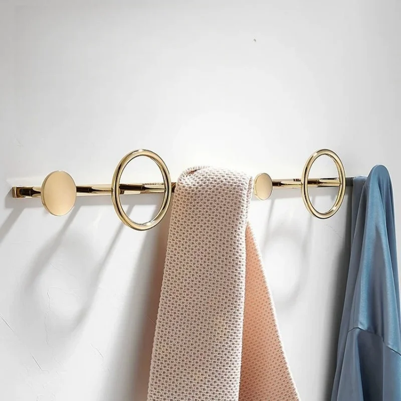 

Bathroom Robe Hook with Towel Ring Wall Mounted Robe Hooks Kitchen Towel Hook Brass Black Key Hat Bag Hanger Holder Clothes Hook