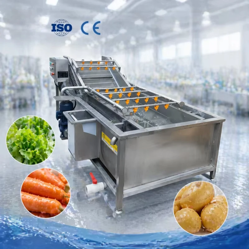 High Pressure Spray Continuous Conveyor Air Bubble Washer for Fruit Apple Potato Vegetable Ozone Cleaning Machine Custom