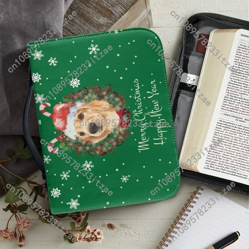 غطاء جلدي بتصميم موضوع عيد الميلاد المجيد للنساء، حقيبة تخزين خفيفة الوزن لحماية الكتاب المقدس الكنيسي، هدية جيدة #5
