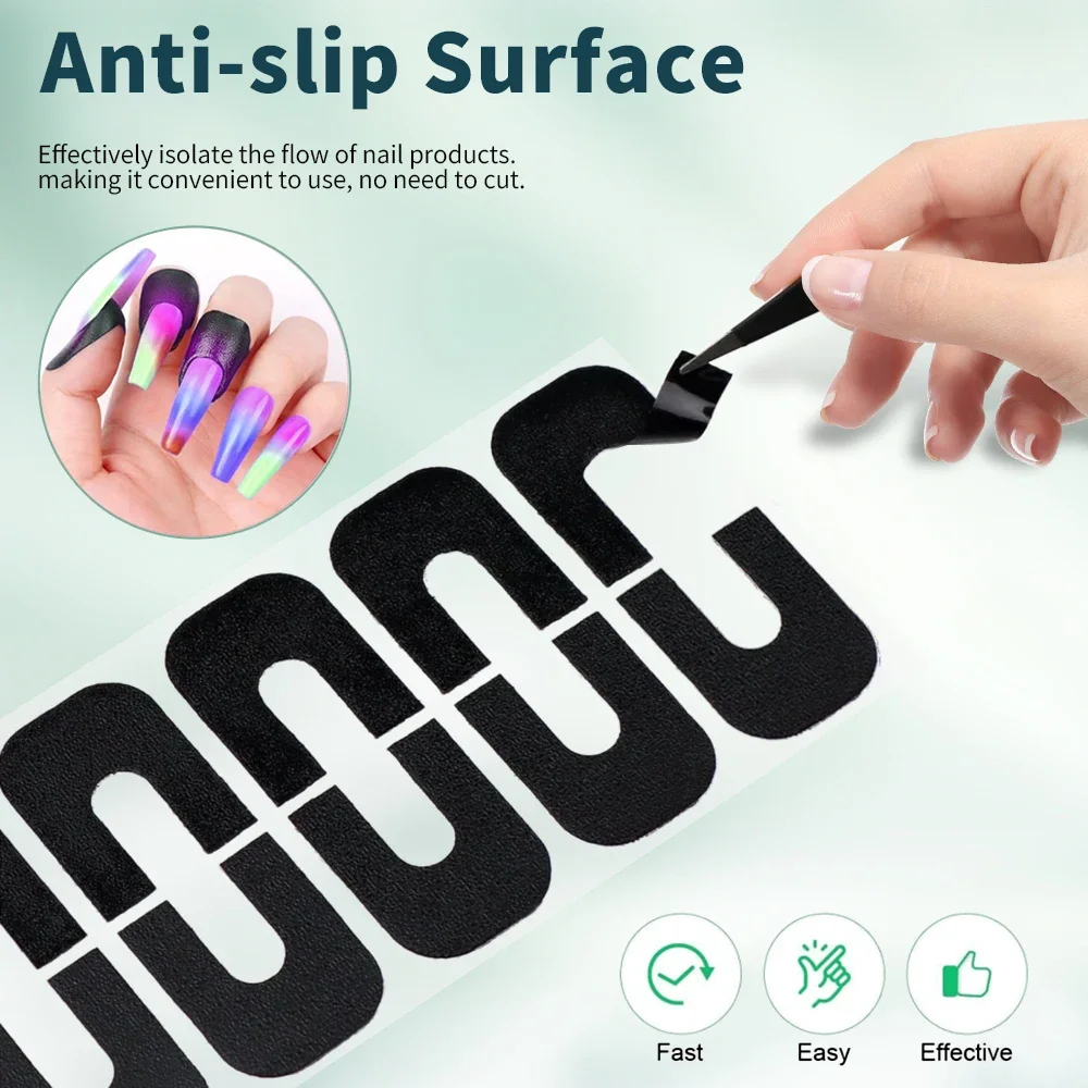 NAILPOP 5 sheets/50pcs Nail Polish Protector for Fingers Cuticle Protection for Nail Painting U-Shaped Peel Off Tape Nail Art