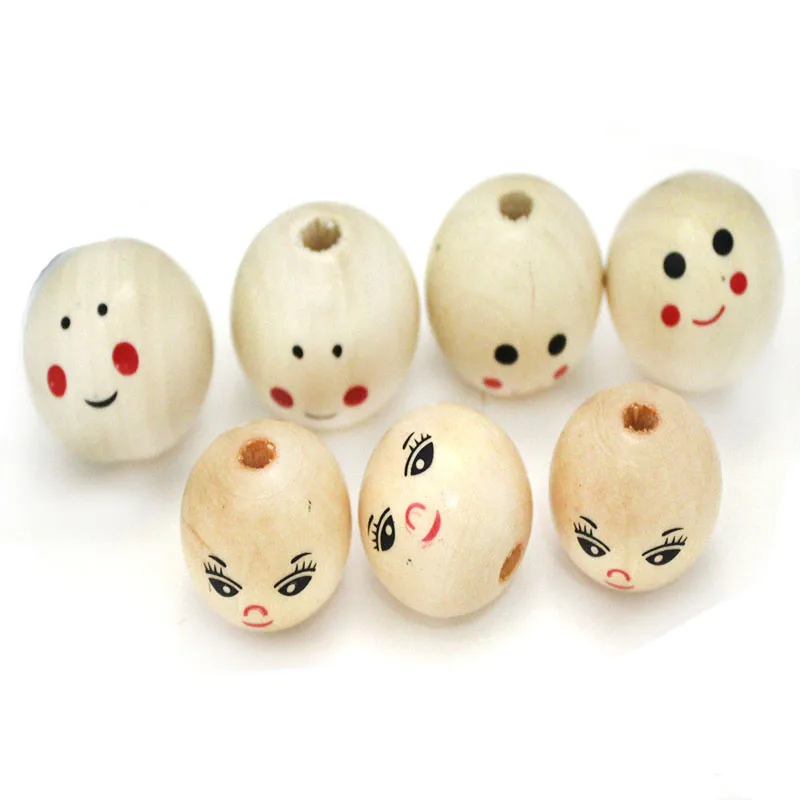 Cuentas redondas de madera de Color Natural, abalorios sueltos hechos a mano, accesorios artesanales para decoración del hogar, 22mm, 20 unids/lote por paquete