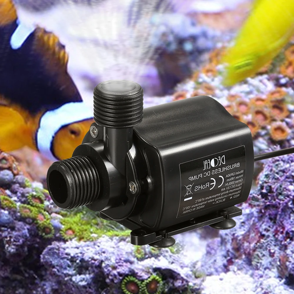 Aquarium Pump USB Fish Tank Submersible Water Pump 12V Micro Brushless Waterproof Fountain Pump Pond Circulating 500L/H 4W