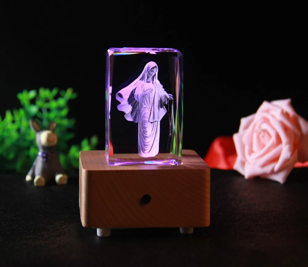 HOT SALE best gift Religion Christianity Blessed Virgin Mary 3D Crystal Figurine statue