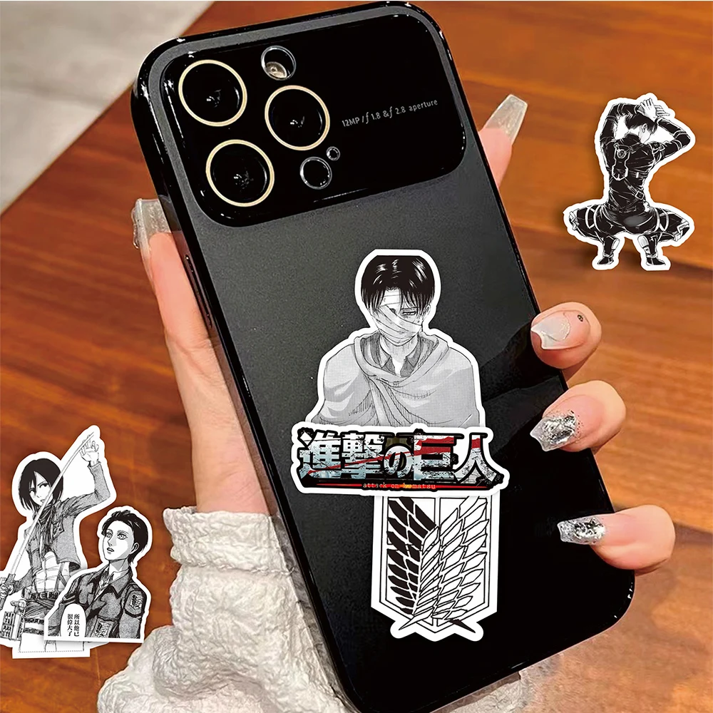 10/30/75PCS Black White Attack on Titan Stickers Anime Cartoon Decals DIY Stationery Skateboard Waterproof Cool Sticker Kids Toy