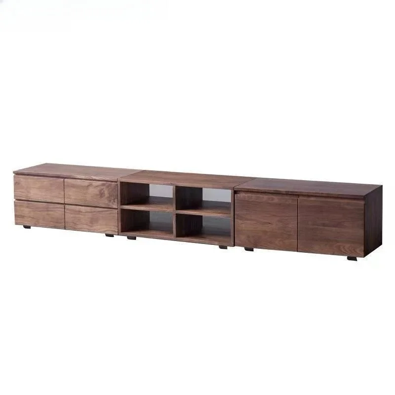 

Japanese light luxury North American black walnut TV cabinet, living room wabi sandy wind floor cabinet