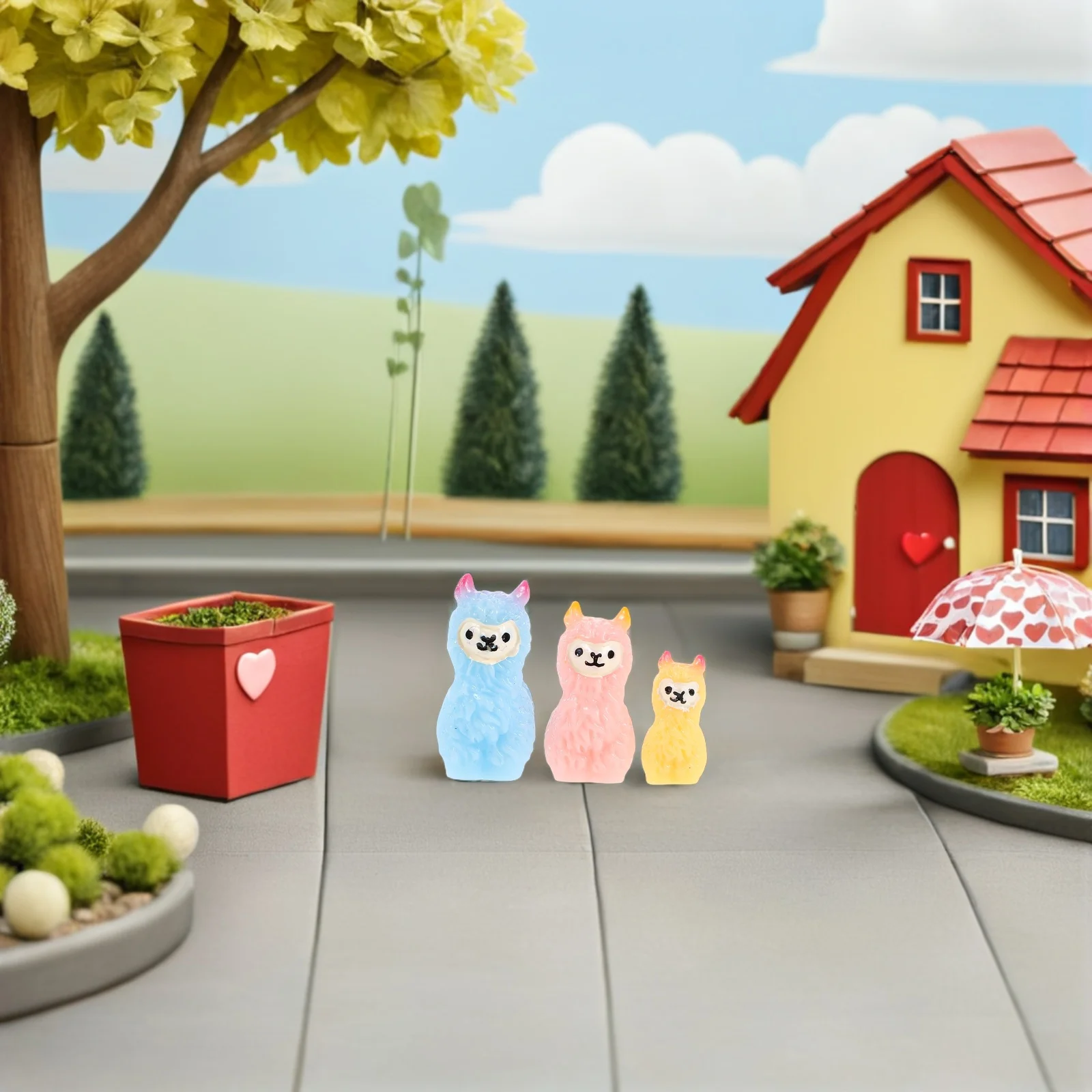 

6Pcs Mini Resin Alpaca Ornaments Cute Tiny Animal Decorations for Potted Plants Micro Landscape Home Desk Shelf Decor