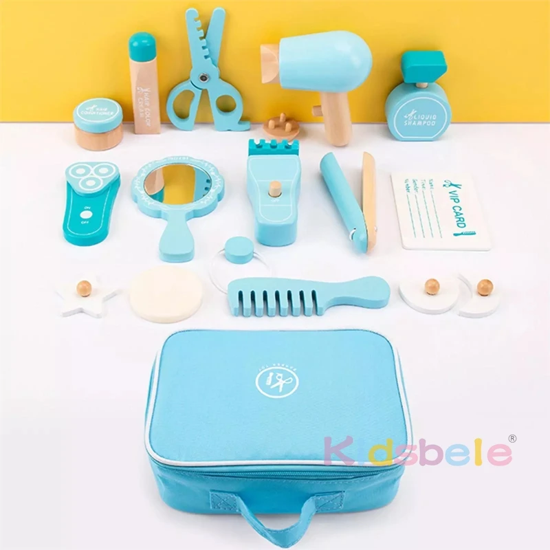 18x Kids Beauty Pretend Play Barber Toolbox Hairdresser Toys Hair Styling Set Makeup Toy for Toddlers Kids' Pretend Play