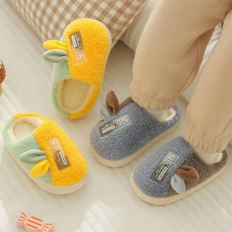 Fashion Winter Warm Toddler Kids Slippers Boys and Girls Indoor Non-slip Watertight Cotton Shoes Teens Children's Cotton Shoes