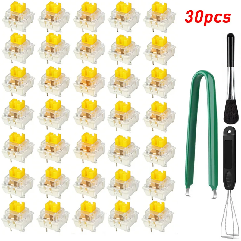 ITLY Mechanical Keyboard Switch Dustproof, Quiet Switch with Green Clip Brush, Black Axle Puller