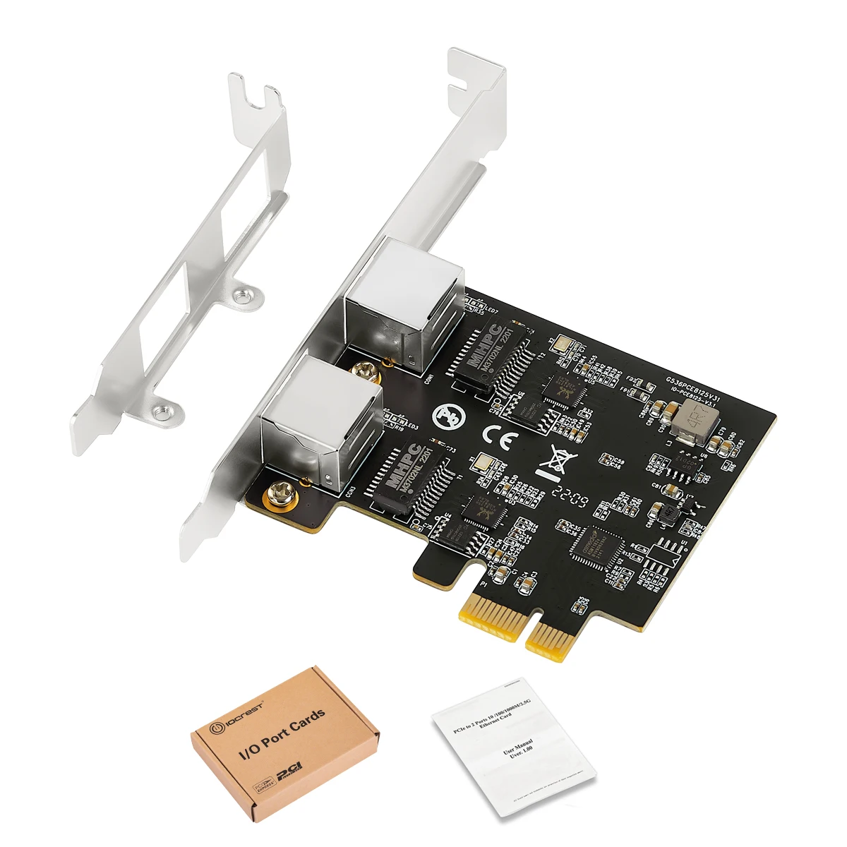 Iocrest-ギガビットネットワークアダプター2.5gbase-t,2ポート,2500mbps,pcie,2.5gb,イーサネットカード,rj45 lanコントローラーカード