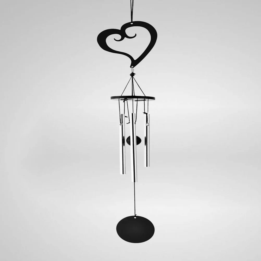 

Modern Black Metal Heart Shape Wind Chime Multi-Tube Melody Hanging Ornament Relaxing Sound Home Decor Metal Wind Bell