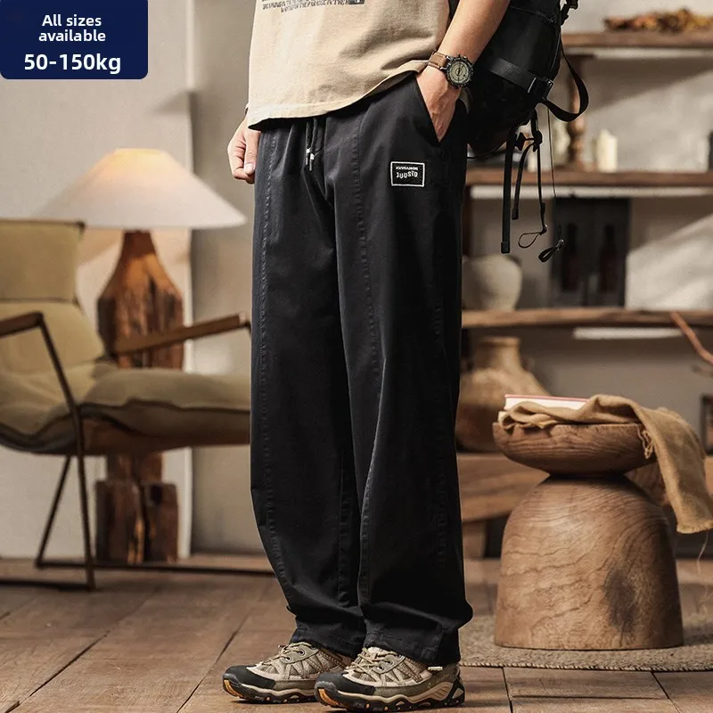 

Loose Straight Leg Pants Men's Spring New American Embroidery plus Size Big Code Men's Casual Pants Faionable Youthful Sle