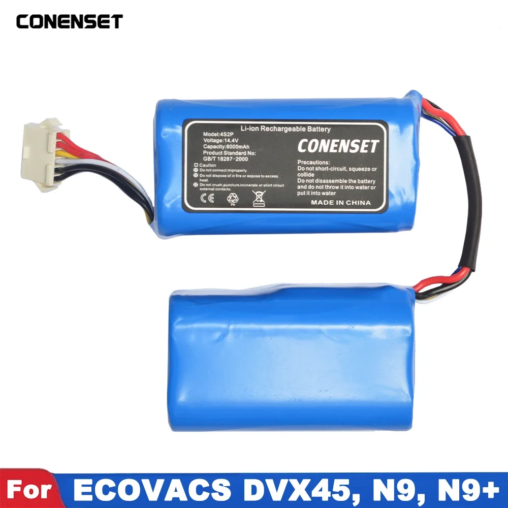 14.4V 6000mAh Replacement Battery For ECOVACS Deebot DVX45 N9 N9+ Series Robot Vacuum Cleaner RC01-LI-1440-5200