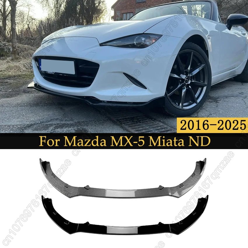 

3PCS Front Bumper Lip Spoiler Splitter Canard Lip Diffuser For Mazda MX-5 MX5 Miata ND 2-Door 2016-2025 Guard Protector Cover