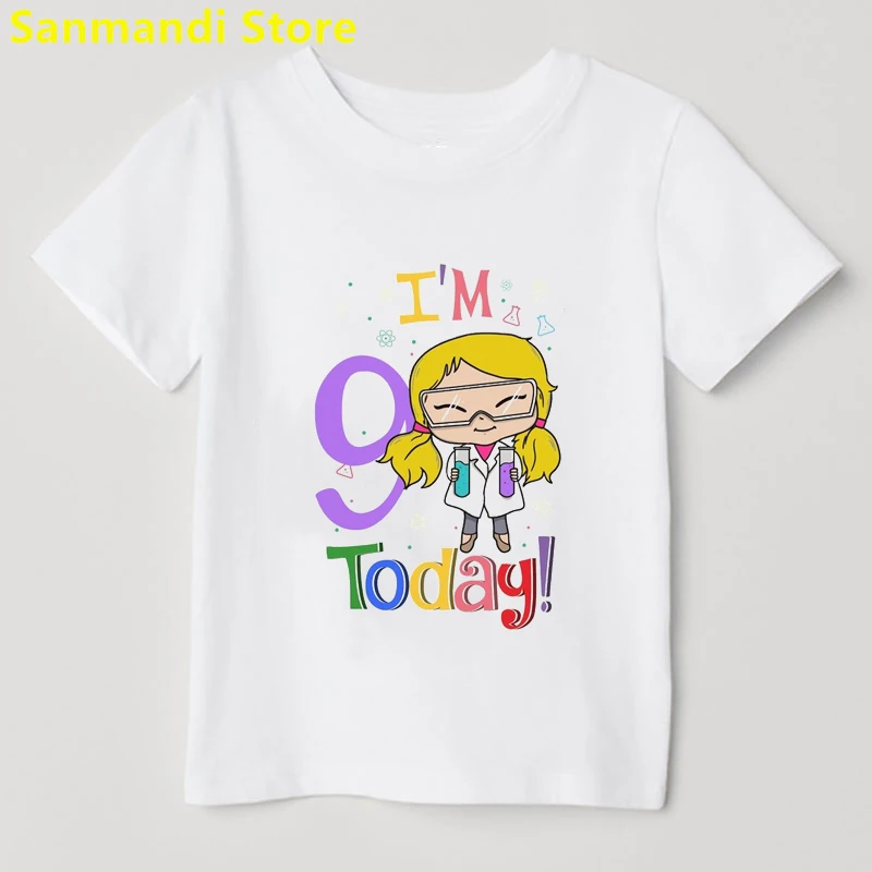 New Rainbow I'M 3th-14th Today Birthday Gift Graphic Print Tshirt Top for Girls Kids Clothes Funny Kawaii Clothing T Shirt Girl