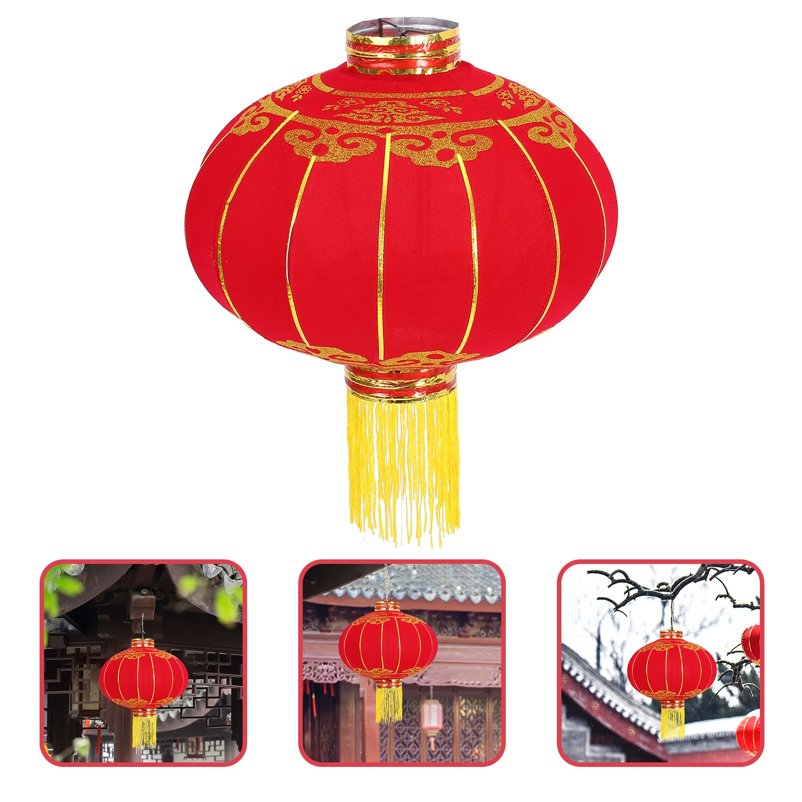 

Chinese Lantern Cloth Flocked Soft Touch Good Luck Home Decor Spring Festival New Year Hanging Decoration