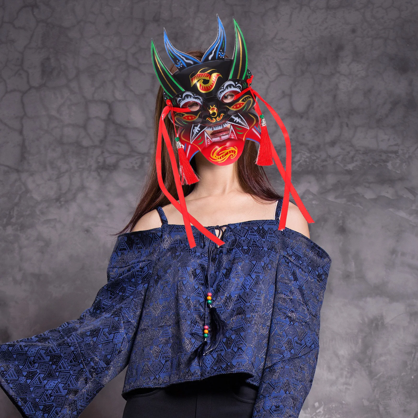 

Hand Painted Chinese Opera Mask Full Face Traditional Cosplay Halloween Mardi Gras Carnival Party Decoration Supplies Dance Mask